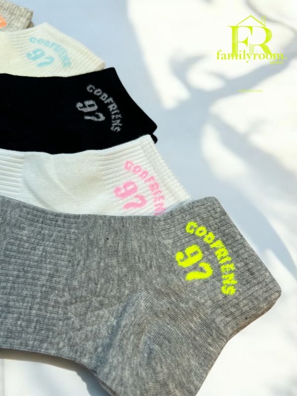 Шкарпетки демісезонні "Корона" | Неонові написи та цифри • Резинка фіксатор посередині| Розмір: 36-41