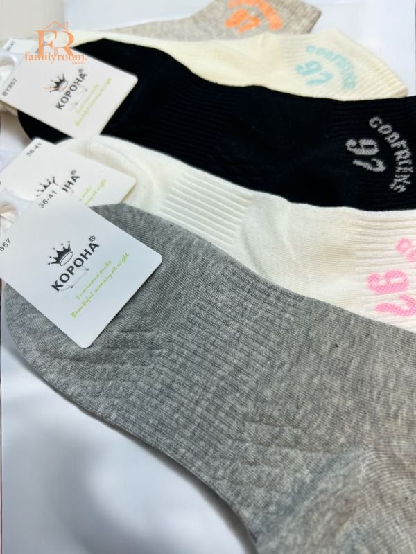 Шкарпетки демісезонні "Корона" | Неонові написи та цифри • Резинка фіксатор посередині| Розмір: 36-41