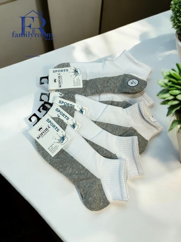 Шкарпетки літні "Корона" | • Короткі• Сітка • Сірий низ | Розмір: 41-47